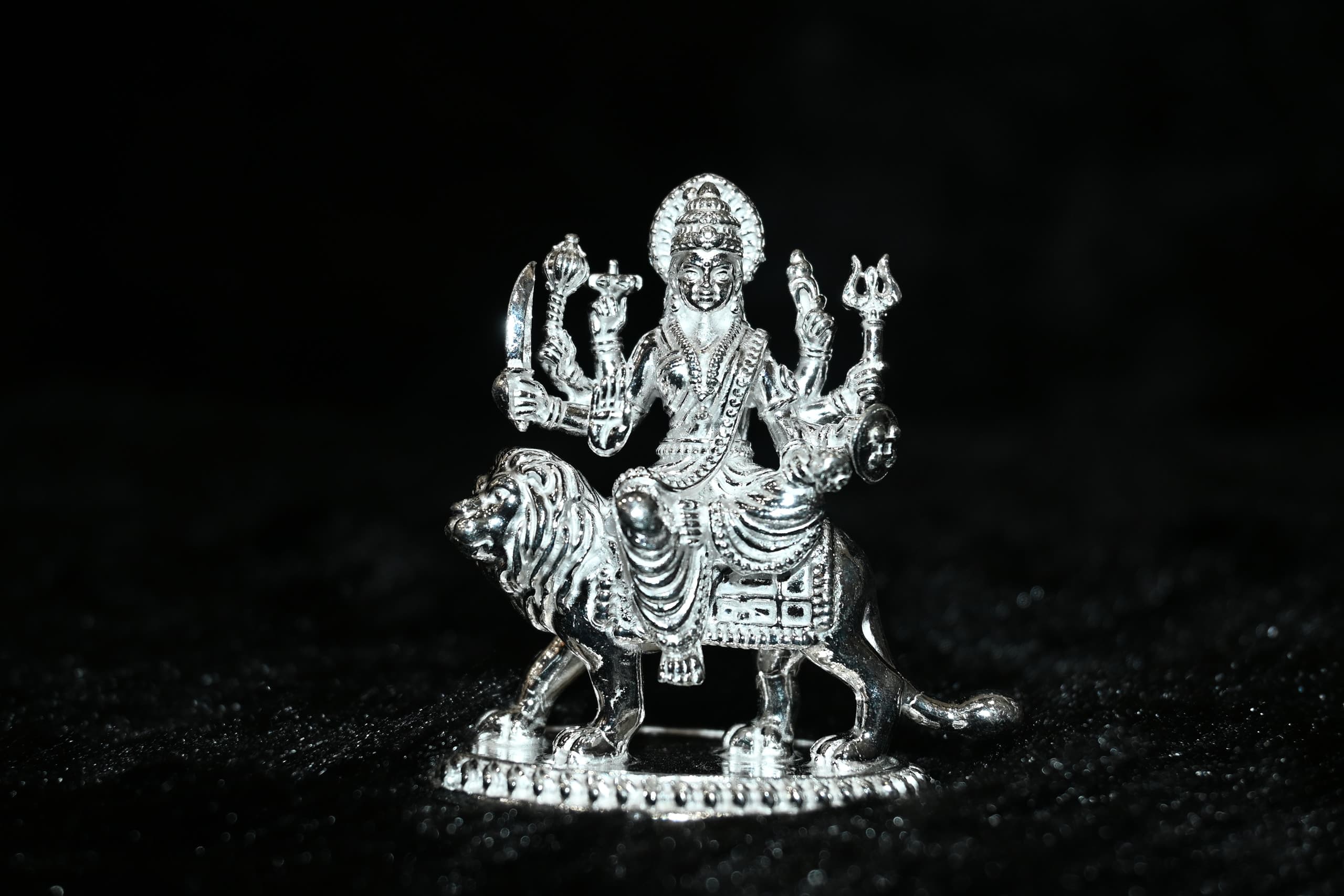 Maa Durga Solid Silver Murti